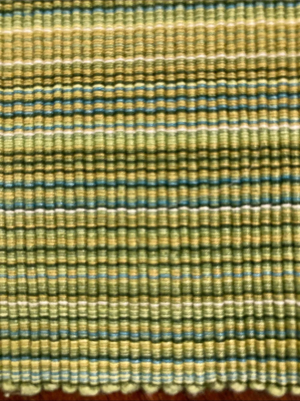 Woven Green Striped Table Runner chartreuse teal home dinning
